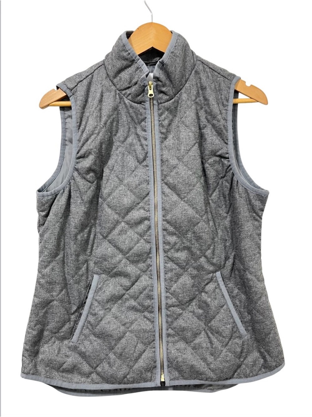 Old Navy Quilted Grey Zip Front Vest